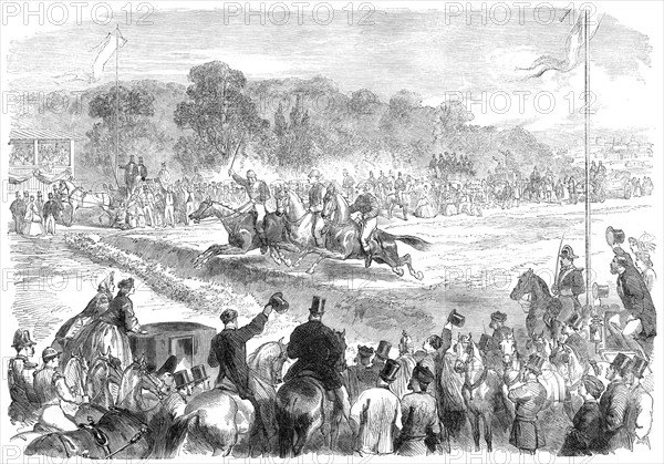 Steeplechase with gentlemen riders at Madrid, 1864.  Creator: Unknown.