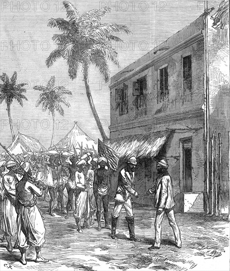 The finding of Dr. Livingstone: return of Mr. Stanley to Bagamoyo, from a sketch by Lt. Henn, 1872. Creator: C. R..