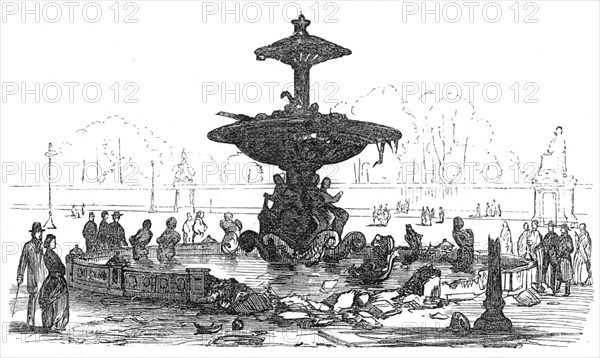 Ruins of Paris: fountain in the Place de la Concorde, 1871. Creator: Unknown.