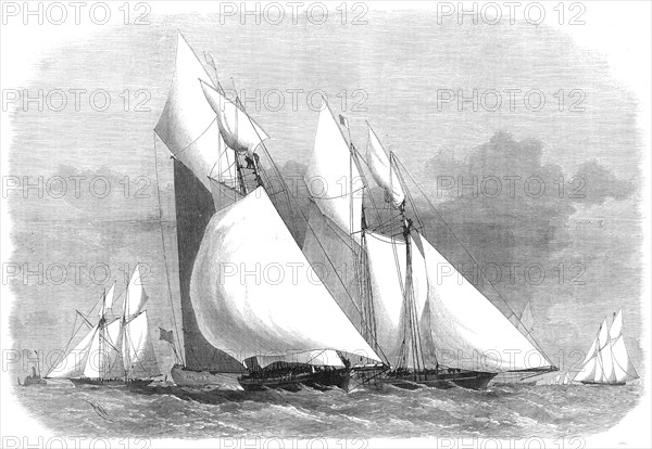 The new Thames Yacht Club schooner-match: rounding the Mouse Light-ship, 1871. Creator: Unknown.