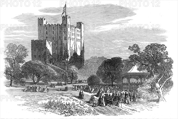 Rochester Castle and the new public gardens, 1872. Creator: Unknown.