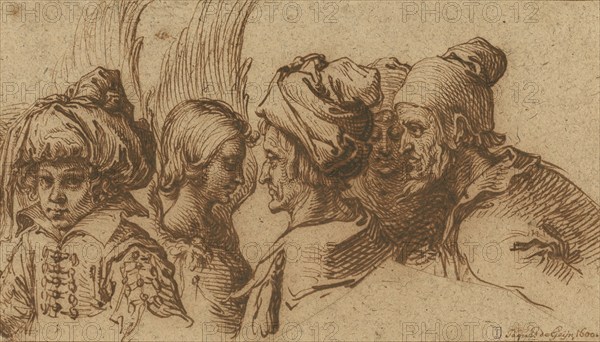 Boy in a Turban, Winged Angel and Three Companions, about 1600. Creator: Jacques de Gheyn II.