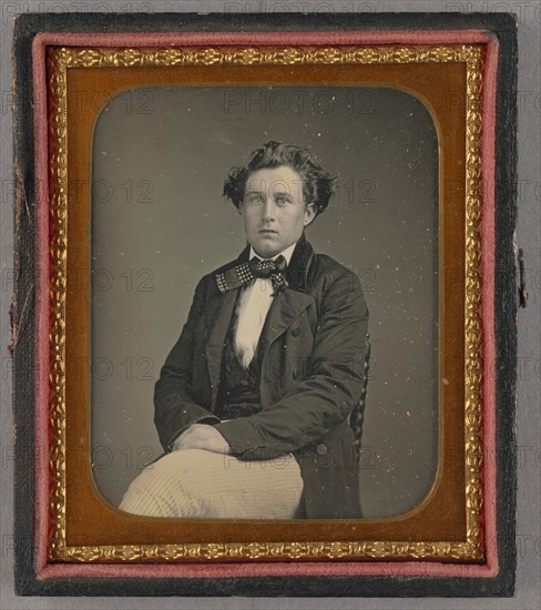 Portrait of a Seated Man with Large Bow Tie, about 1850. Creator: Unknown.