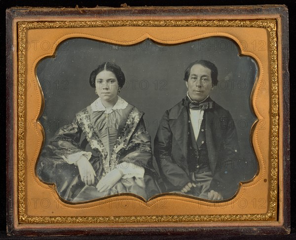 Portrait of a Seated Woman and Man, about 1850s. Creator: Unknown.