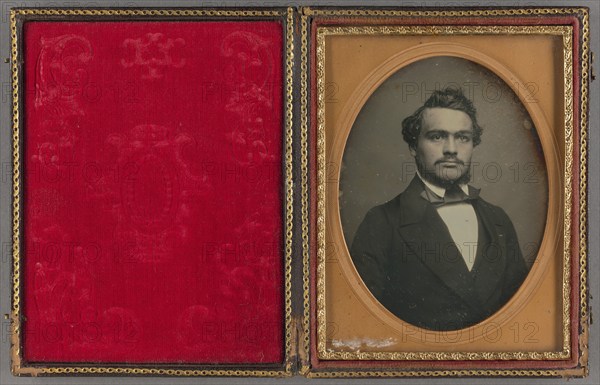 Portrait of a distinguished-looking man with moustache, about 1854. Creator: Unknown.