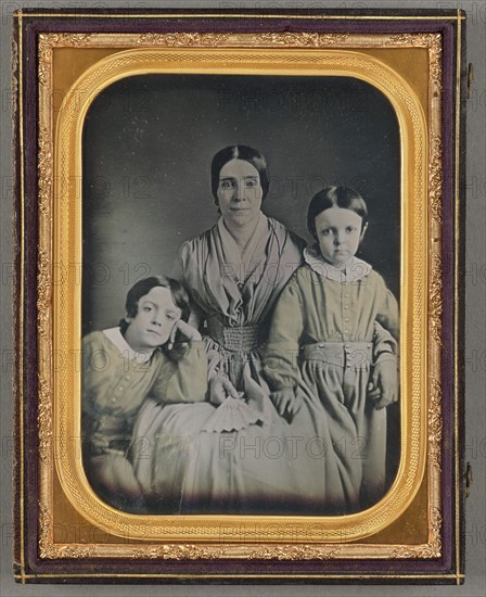 Portrait of a Mother and Two Children, 1850s. Creator: Unknown.