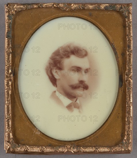 Vignetted Portrait of a Man with Moustache, about 1875. Creator: Unknown.