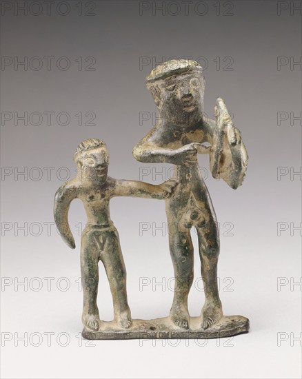 Statuette of a Lyre Player with a Companion, 690-670 BC. Creator: Unknown.