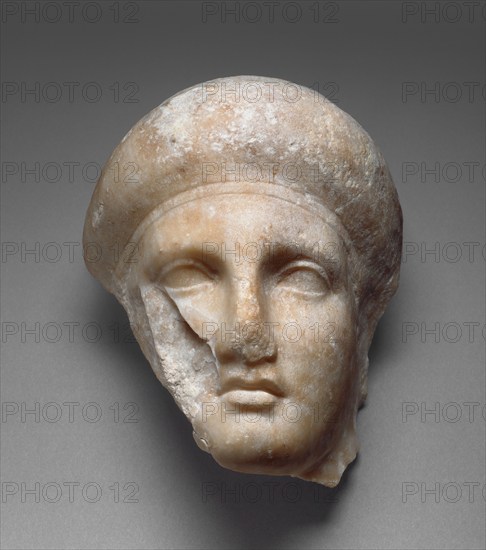 Head of a Female Attendant from a Grave Naiskos, about 350 BC. Creator: Unknown.