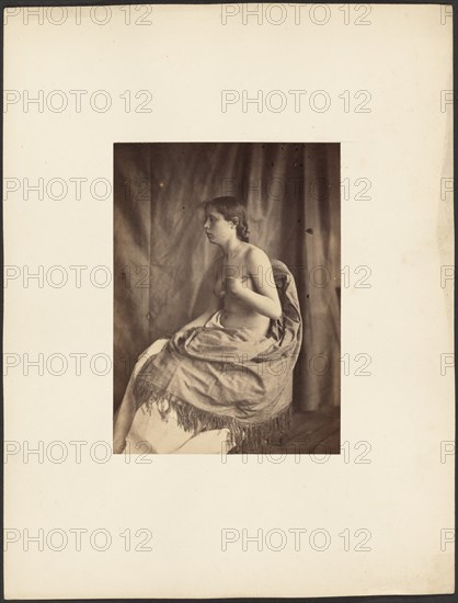 Draped nude female model, about 1850-1855. Creator: Eugène Durieu.