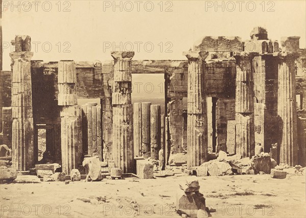 Propylaea of the Acropolis, Athens, about 1880. Creator: Konstantinos Dimitriou.