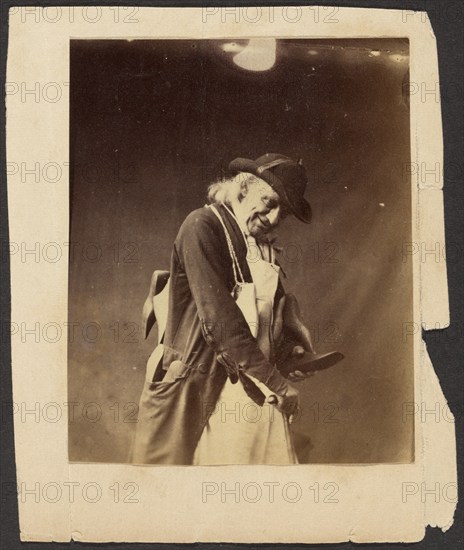 Portrait of an Elderly Man in Hat Holding Some Tools, about 1863-1864. Creator: Oscar Gustav Rejlander.