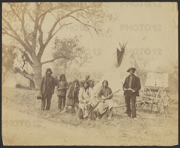 Group portrait of Native Americans, about 1865-1870. Creator: Unknown.