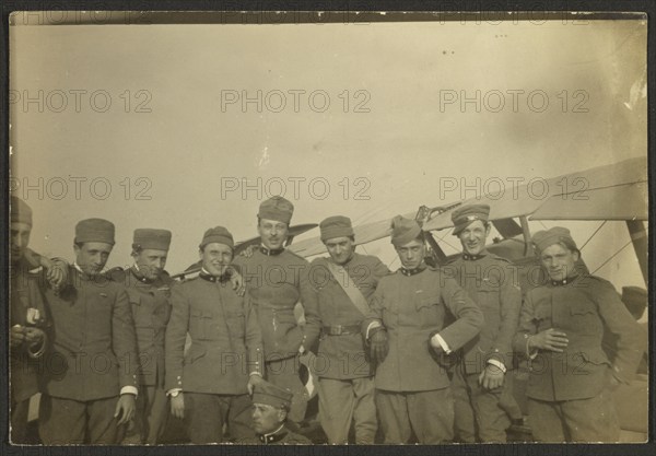 Group portrait of men in uniform, 1915-1930. Creator: Fédèle Azari.