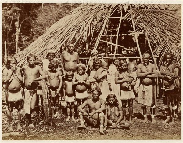 Group of Ackawoi Indians at Ay-Kuru on the Potaro River, Guyana, 1878. Creator: Sir Everard Ferdinand im Thurn.