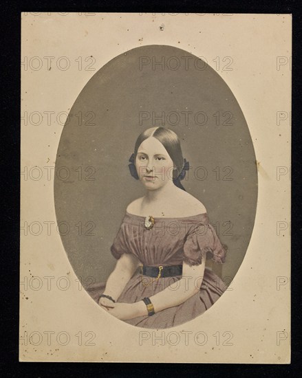 Portrait of a young woman, about 1850-1860. Creator: Marcus Aurelius Root.