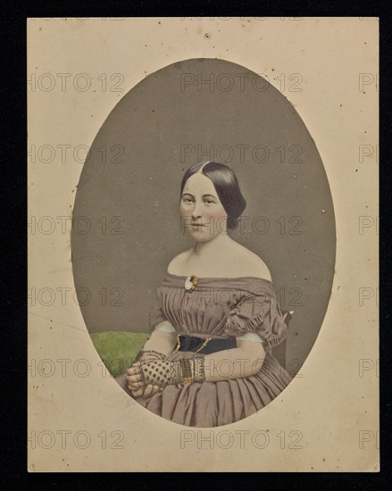 Portrait of a young woman, about 1850-1860. Creator: Marcus Aurelius Root.