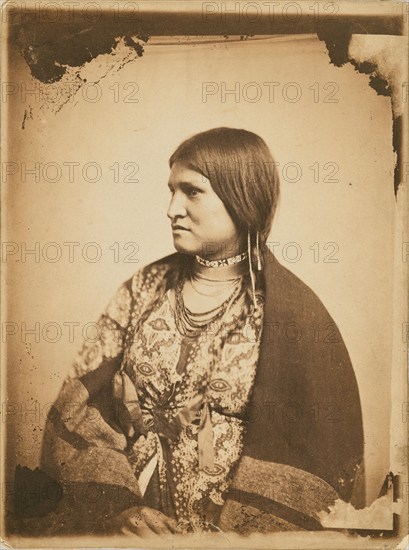 Portrait of a Dakota Sitter, about 1862-1864. Creator: Joel E Whitney.