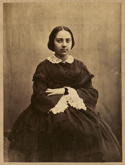 Portrait of a young lady, probably Cécile Devéria, about 1850-1855. Creators: Achille Deveria, Théodule Deveria, Octave Benoist.