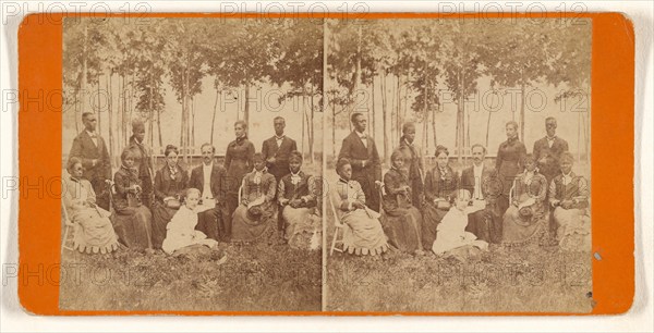 Group portrait in garden, 1870s. Creator: Alexander Carson McIntyre.