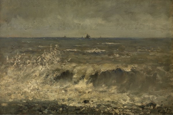 Turbulent Sea, mid-late 19th century. Creator: Alfred De Knyff.