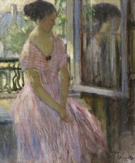 Woman at the Window, 1924. Creator: Auguste Oleffe.