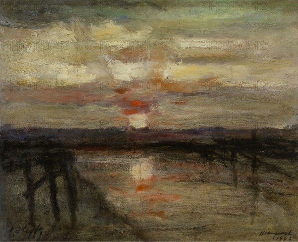 Sunset in Nieuwpoort, 1906. Creator: Auguste Oleffe.