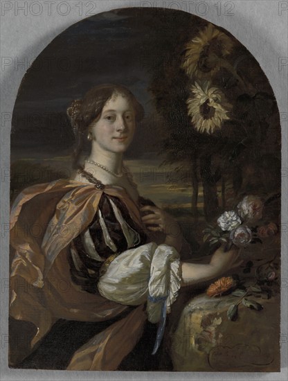 Catharina van Heemskerck with Sunflowers, late 17th-early 18th century. Creator: Carel de Moor.