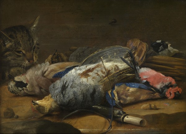 Cat and Dead Game, mid-17th century. Creator: Carstian Luyckx.