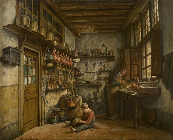 The Tinker, 1861. Creator: Henri Jean Augustin de Braekeleer.