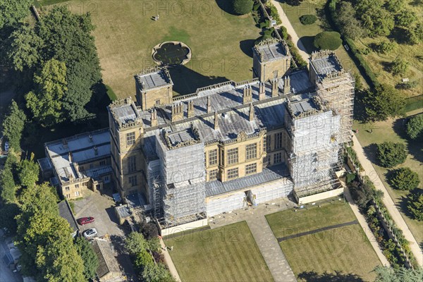 Hardwick Hall under scaffolding, Derbyshire, 2022. Creator: Emma Trevarthen.