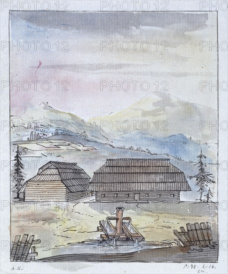 Timber Buildings in the Forests of Southern Germany, 1786.  Creator: Elias Martin.