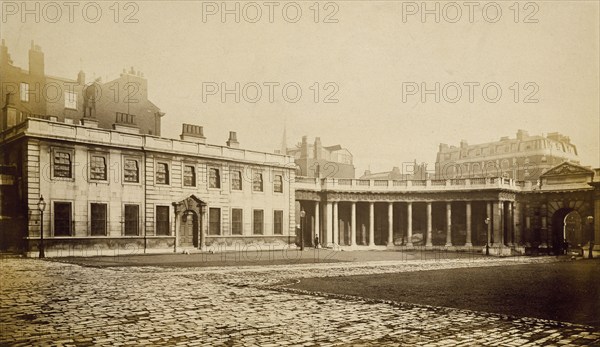 Burlington House, Piccadilly: east offices, colonnade and gateway, c1860s. Creator: Stephen Ayling.