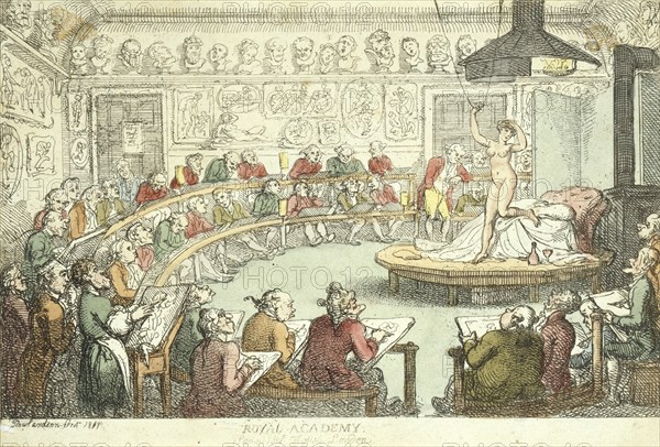 A Life Class at the Royal Academy, Somerset House, 1811. Creator: Thomas Rowlandson.