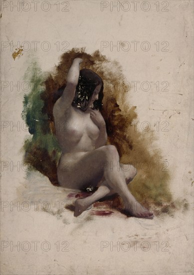 Seated female nude, c1850. Creator: Unknown.