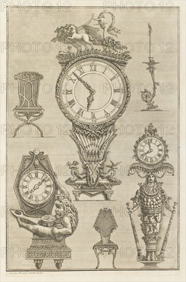 Designs for clocks, 1769.  Creator: Giovanni Battista Piranesi.