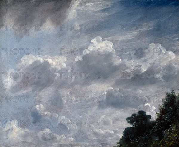 Cloud Study, Hampstead, Tree at Right, 11 September 1821. Creator: John Constable.