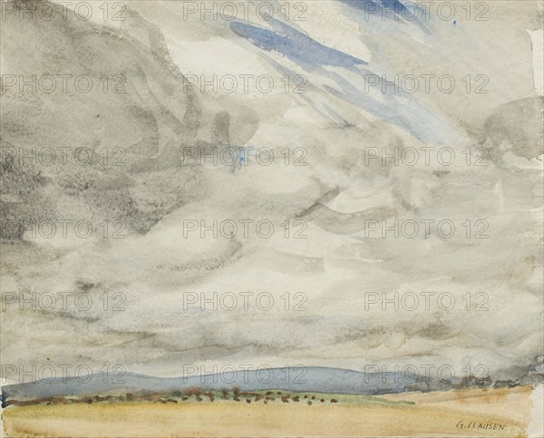 Cloud study with landscape, c1875-1944. Creator: George Clausen.