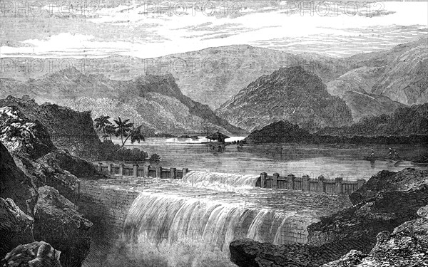 Dam for the new water supply of Bombay, 1872. Creator: Unknown.