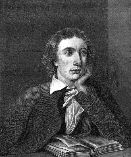 John Keats, painted by W. Hilton, R.A. in the National Portrait Gallery, 1872. Creator: Unknown.