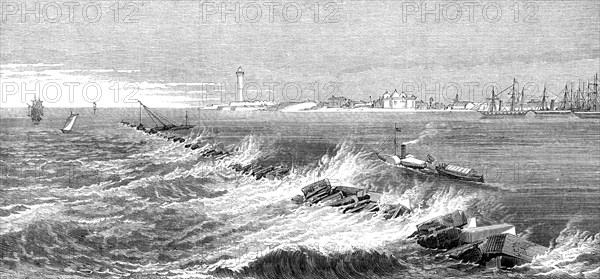 New breakwater in the harbour of Alexandria, 1872. Creator: Unknown.