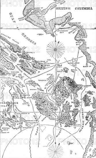 Map of the San Juan Archipelago, with the disputed channel and boundary, 1872. Creator: Unknown.