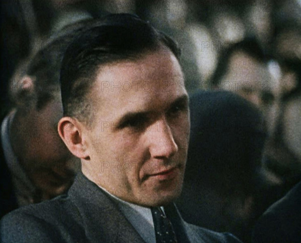 Bruno Richard Hauptmann in a Courtroom During His Trial in the Lindbergh's Kidnapping Case, 1930s. Creator: British Pathe Ltd.