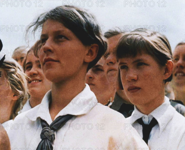 Hitler Youth Listening to a Speech, 1930s. Creator: British Pathe Ltd.