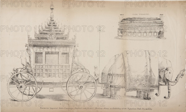 Burmese Imperial State Carriage and Throne, 1825. Creator: Unknown.