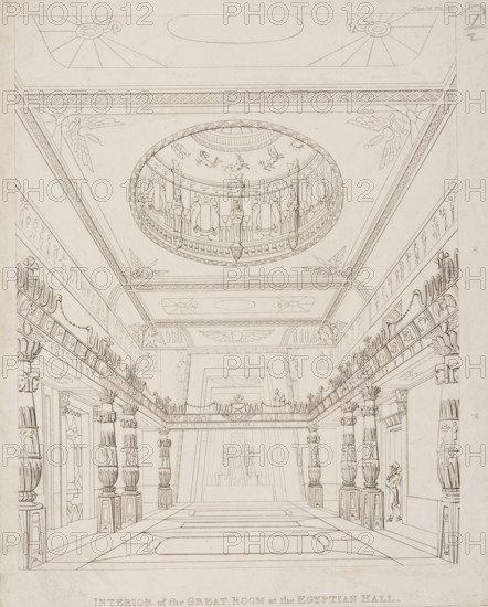 Interior of the Great Room at the Egyptian Hall , 1822. Creator: Unknown.