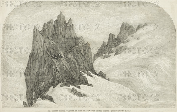 Mr. Albert Smith's "Ascent of Mont Blanc" - the Grands Mulets, 1852. Creator: Edmund Evans.