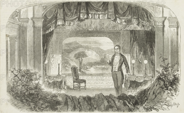 Mr. W. S. Woodin's Entertainment, "The Olio of Oddities" - Scene, "The Lakes", 1856.  Creator: Unknown.