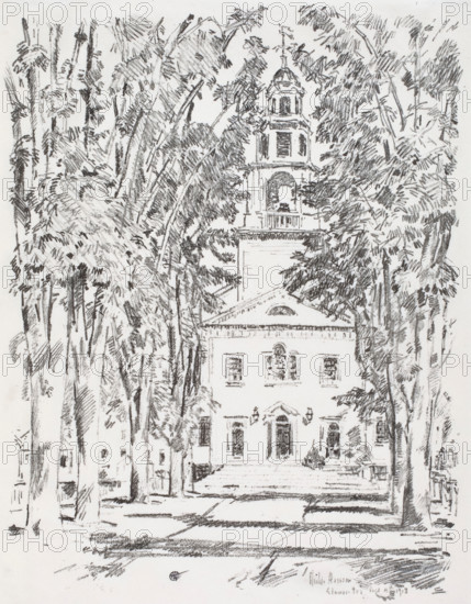 Colonial Church, Gloucester, 1918. Creator: Frederick Childe Hassam.