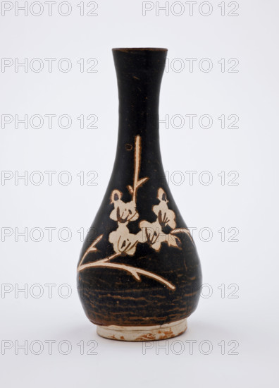 Bottle with reserve plum design, 1200s. Creator: Unknown.